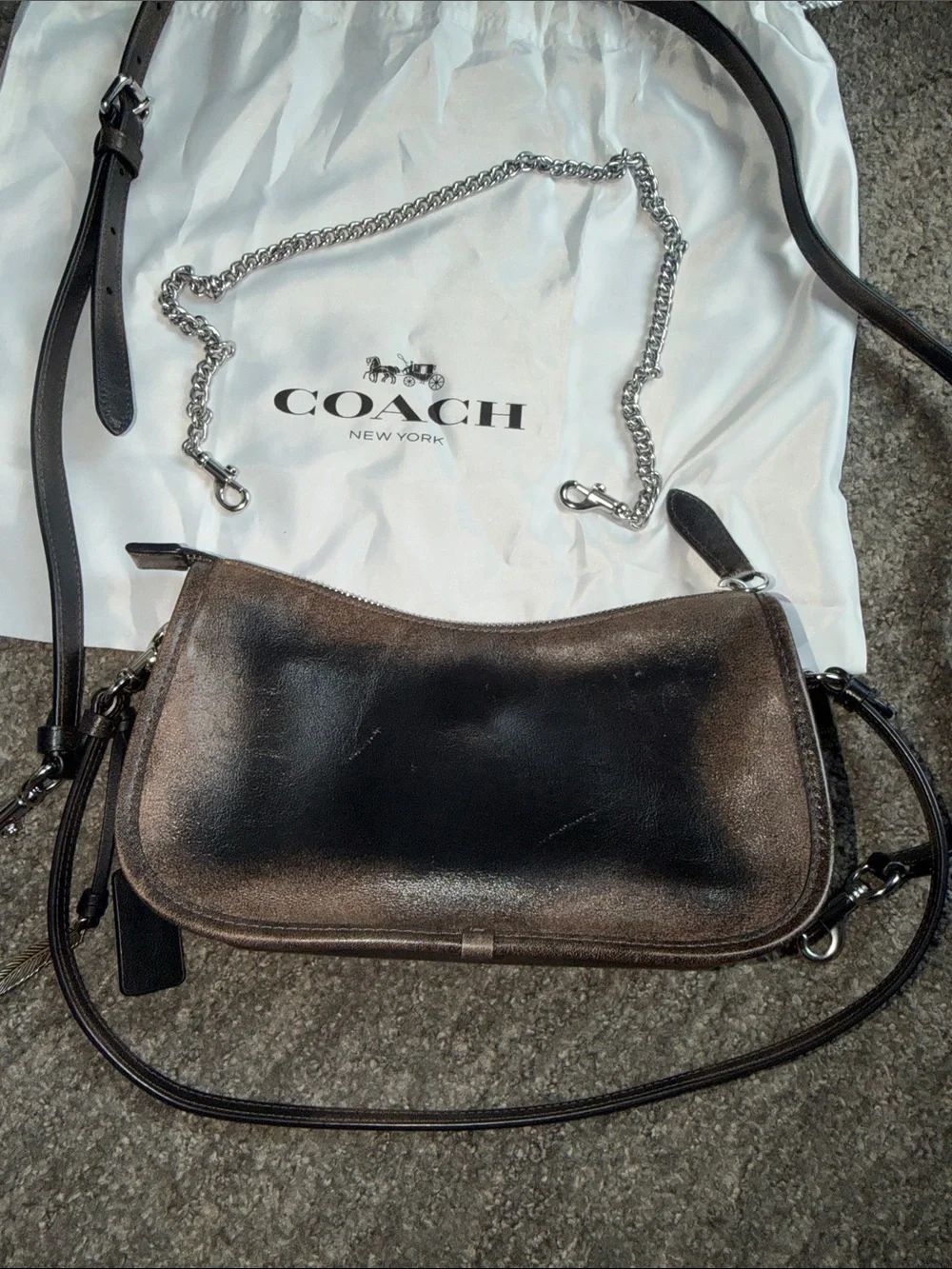 Coach Weaverly bag in loved leather with all 3 straps!